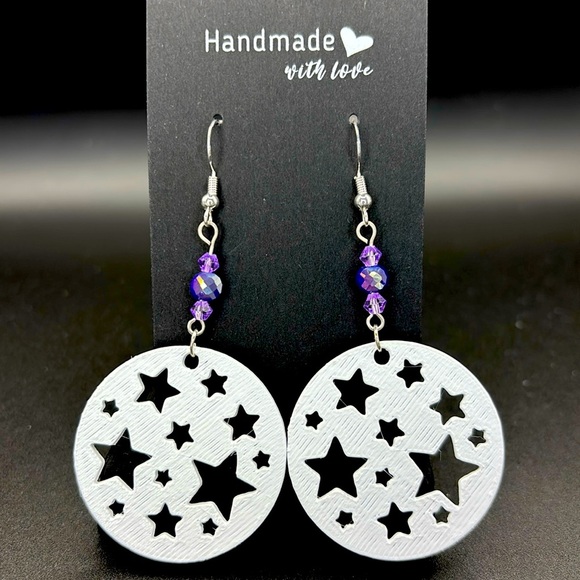 Round Star Earrings - Picture 1 of 5